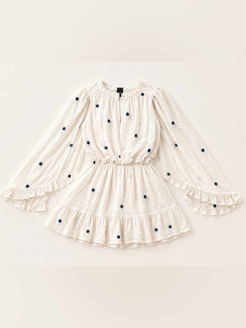 Lulu’s Swiss Dot Cape Sleeve Tiered Mini Dress Polka Dot | Large | NWT